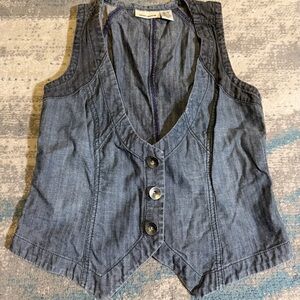 DKNY Size S Blue Button-Down Denim vest